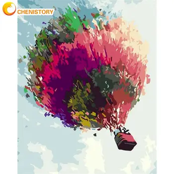 CHENISTORY Colorido Globo de Aire Caliente Paisaje de la Imagen Por los Números de los Kits Para los Adultos a los Niños Pintados a Mano por ejemplo 40x50cm Marco Sobre Lienzo Cra