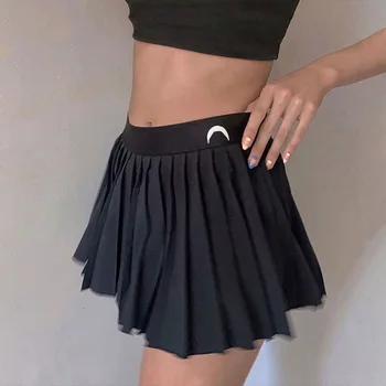 CHICA GÓTICA, Punk de Moda de la Falda de las Mujeres de la Luna Bordado Cintura Alta Falda Mini Gótico de la Calle Harajuku Complementos de Estilo Sexy Plisado Femme