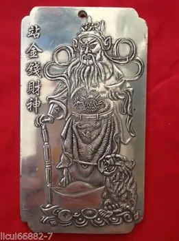 China Tibet Plata El Dios De La Riqueza Mamón Lingotes De Thanka Amuleto Thangka Colgante