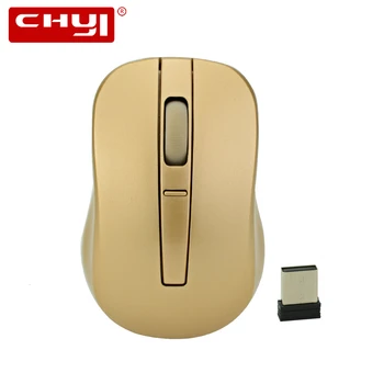 CHYI Gamer Mouse 4D Ergonómico Juego de PC de los Ratones 2.4 Ghz Receptor Óptico Usb Mause 1600DPI de Oro Ratón Inalámbrico Para el ordenador Portátil Macbook