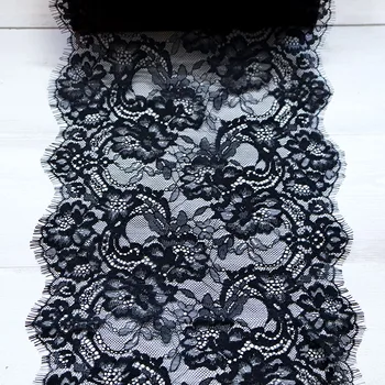 Cindylaceshow 3Meters 23.5 cm de Ancho Negro de las Pestañas de Encaje de Flores de la Ropa interior del Sujetador de la Decoración Artesanal de la Costura de la Tela de Encaje Vestido de Decisiones de BRICOLAJE