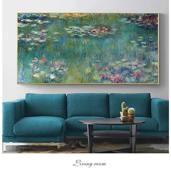 Claude Monet Agua Lotus Pinturas en Lienzo de la Reproducción de Arte Impresionista Carteles e Imprimir las Imágenes de la Pared para la Decoración del Hogar