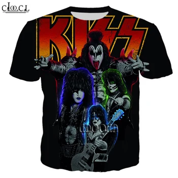 CLOOCL Metal Rock KISS la Banda de Camiseta de Verano de las Mujeres de los Hombres la Impresión 3D de Manga Corta de Hip Hop Tops de Cuello Redondo Jersey de Tapas de Envío de la Gota