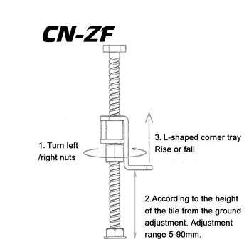CN-ZF de Baldosas de Mantener la Nivelación de Herramientas 10Pcs/Bolsas de Super Wight 120KG Ajuste de la Altura del Rango de 5-90mm Pared Nivelador Para Azulejos