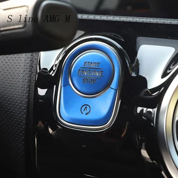 Coche de Estilo de arranque del MOTOR interruptor de PARADA de apagado Cubre Pegatinas de ajuste para Mercedes Benz Clase A180 A200 2019 Interior de Accesorios de automóviles