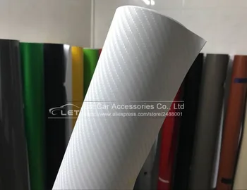 Coche nuevo estilo brillante 5d blanco de Fibra de Carbono película de Vinilo de Color Brillante de Fibra de Carbono Película de Vinilo Auto Envoltura Envoltura de Vinilo de Aluminio