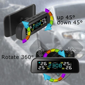 Coche Solar TPMS con Reloj Automático de Presión de los Neumáticos de la Temperatura de los Neumáticos Sistema de Monitoreo de Alarma Herramienta Universal para el Benz, Ford, BMW