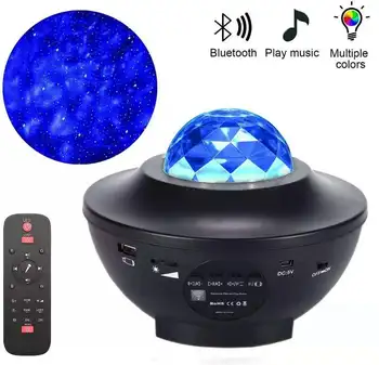 Coloridas Estrellas Proyector de Cielo Estrellado de la Noche Blueteeth USB, Control de Voz, Reproductor de Música Lámpara de Mesa de Noche, la Luz de la Galaxia de la Lámpara del Proyector