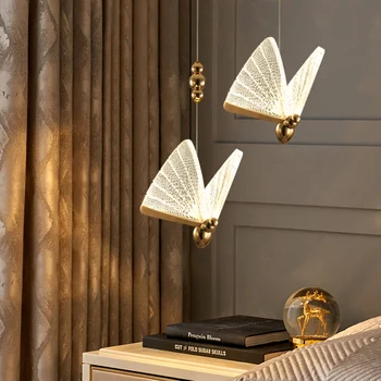 Comedor lámpara Moderna Simple Mariposa Dormitorio lámpara de la Mesita de la barra de Dúplex Escalera Colgante de luz