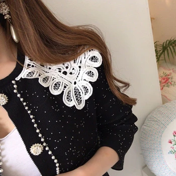 Corea 2020 Nueva Calidad Superior Otoño Dulce Estilo Tweed 2 piezas del Conjunto de las Mujeres de Lujo Elegante de la Perla de la Chaqueta de Abrigo+ Mini Falda trajes TZ552