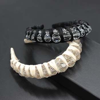 Coreano de la moda de la personalidad transparentes perlas de cristal vendaje hecho a mano accesorios para el pelo de las señoras de la calle de viaje regalos cabello 737