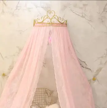Corona de princesa cama cortina de encaje de la cabecera de la pantalla de la cortina en el techo de la cúpula mosquitera Real coreana de la boda decoración de la cortina de la cama