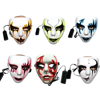 Cosplay de Halloween Luz LED Máscara de la Fiesta de Máscaras de Neón Cráneo Máscara de la Cara de la Iluminación En la Oscuridad de la Utilería de Adultos Luminoso de Juguete