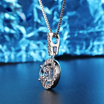 COSYA Brillo de Mujer 925 de la Plata Esterlina Ronda Aniversario Colgante, Collar de Alto contenido de Carbono de Diamante de la Joyería Fina de Mayoreo