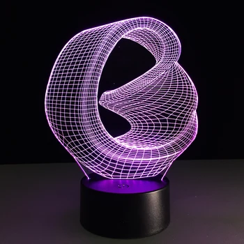 Creativo Bucle 3D Ilusión de la Lámpara LED de Luz de la Noche el Artista Abstracto Gráficos de la Novedad de la Iluminación de la Decoración del Hogar Lámpara de Lava