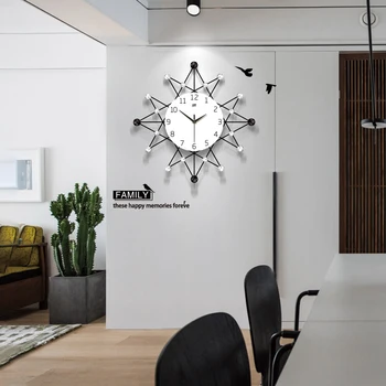 Creativo Moderno Reloj de Pared de Madera Nórdica Simple Silencio de Metal Reloj de Pared de la Sala de estar Orologio Da en Pared Decoración del Hogar, Relojes DB60WC