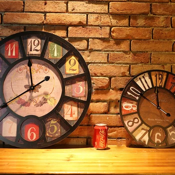 Creativo Vintage Industrial Reloj de Pared de la Barra de Vivir Decoración de la Habitación de Café Wandklok Mecanismo de Reloj de Pared Reloj de la Decoración del Hogar WZH136