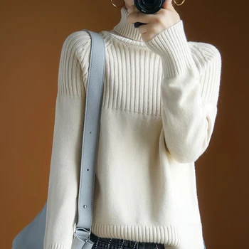 Cuello alto suéter de mujer 2020 de la nueva ola de otoño versión coreana de la suelta de la moda perezoso viento jersey suéter