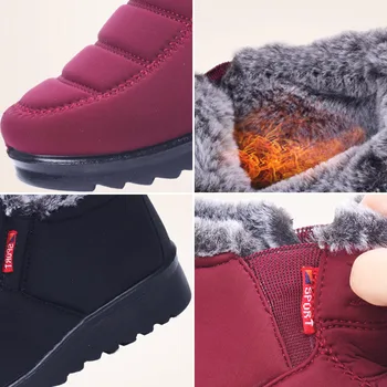 Cálido invierno Botas de Nieve de las Mujeres antideslizante Impermeable Damas de Algodón Zapatos de Corto Felpa Mujer botines Casual Cómodo