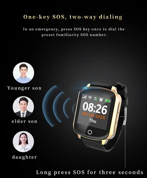 D200 Wifi GPS Tracker Localizador de Reloj Inteligente para las Mujeres mayores Hombres Smartwatch con SOS Llamar la Frecuencia Cardíaca Presión Arterial pk D100