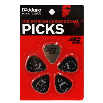 D'Addario Planeta Ondas JSCD-01 Joe Satriani Recoge Plectra Mediadores, Chrome Dome, 5 Recoge en 1 Pack conjunto