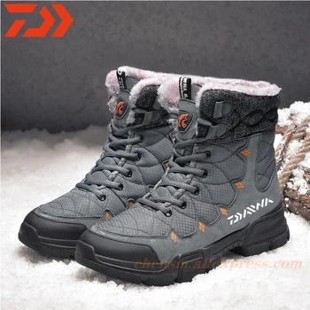 Daiwa 2020 Nuevo Invierno de los Hombres Botas de Nieve de Alta Calidad Caliente de la Felpa Impermeable Botas Casual de la Pesca al aire libre de Alta Superior Zapatos de Gran Tamaño
