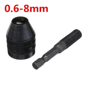 DANIU Negro 0.3-3.6 mm / 0.3-6.5 mm / 0.6-8 mm Sin llave Rápidamente Portabrocas de 1/4 de Pulgada de Mango Hexagonal de Cambio de Convertidor Adaptador de Herramientas rotativas