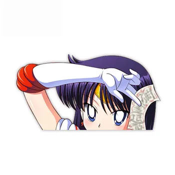 Dawasaru de Sailor Moon Rei Hino (Sailor Mars) Cabeza Grande de Anime Peeker Calcomanía de Vinilo Waifu Kawaii Girl Coche Pegatinas,13 cm*13 cm