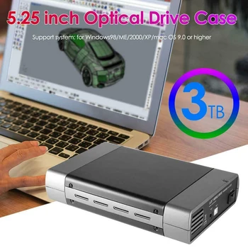 De 5,25 pulgadas Unidad de disco Óptico Caso de 3,5 pulgadas SATA USB2.0 HDD Externo de CD DVD Externo de la Carcasa de Enchufe de la UE