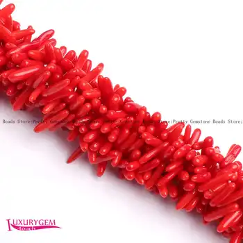 De alta Calidad de 3 4mmx10-14mm Liso de Color Rojo Coral Natural Palillo en Forma de BRICOLAJE Joyas Sueltas Perlas de Filamento De 15