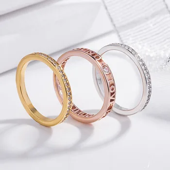 De alta calidad de glamour S925 plata románticas cartas de AMOR de tres anillo anillo de apilamiento de tres-en-uno de anillo anillo chica