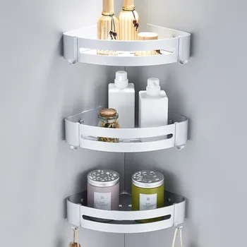 De aluminio, cuarto de Baño estante de aseo baño de la vanidad triángulo toalla de almacenamiento de la pared libre de la perforación para colgar en pared de baño