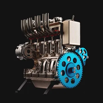 De cuatro cilindros del mini motor no Stirling Haynes modelo de metal de la asamblea puede iniciar el modelo de proceso: anodizado