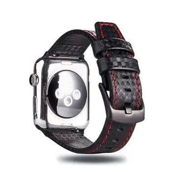 De cuero de la Correa de fibra de Carbono para Apple de la banda de reloj de 44 mm 40 mm 42 mm 38 mm iWatch de Lujo de la pulsera de Apple watch series 5 4 3 se 6