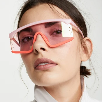 De gran tamaño gafas de sol de las mujeres de color Rosa claro Objetivo de tonos para las mujeres 2019 Tendencias de Lujo de la Marca del Diseñador de Moda de Grandes Gafas de sol, Gafas de