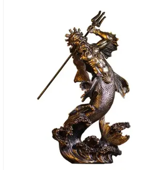 De la mitología griega guerrero de la Artesanía de la figura de la escultura del Dios del mar Poseidón casa de alto grado productos de decoración de la figura de la estatua de