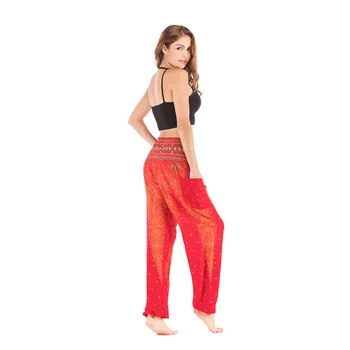 De Las Mujeres Casual Tailandés Harén Pantalones Holgados Boho Suelto Impreso De Playa De Verano De Pantalón De Mujer De Tamaño Más Amplia De Pierna Cintura Alta Pantalones Linterna