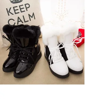 De las nuevas Mujeres Botas de Nieve de la Moda de Lana Natural de Piel Caliente del Invierno Botas de Tobillo Para las Mujeres cómodo cordones Zapatos Planos y la Decoración del Metal