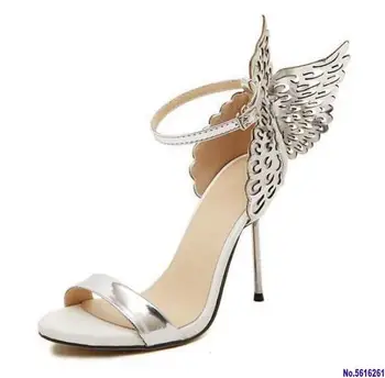 De las nuevas Mujeres de las bombas de las Alas de la Mariposa único zapatos para mujer sexy peep toe de tacón alto sandalias de fiesta de la boda zapatos de mujer sandalias