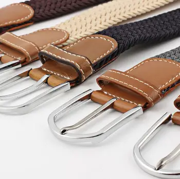 De las nuevas Mujeres de los Hombres de moda 105-110 cm Casual de Punto de hebilla de Cinturón de tela Tejida Elástico del Estiramiento de los Cinturones de Llanura cinturón de cinta