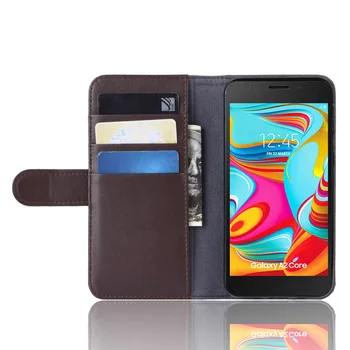 De lujo Genuino Cuero Flip Case Para Samsung Galaxy A2 Núcleo Caso Monedero de la Tarjeta de la ranura de la Bolsa de Funda Para Samsung A2 Core SM-A260F coque
