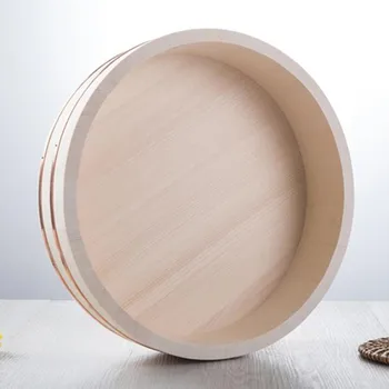 De madera de cobre borde de la cuenca del gran cuenco de borde dorado sashimi sushi de arroz plato de madera de barril de la mezcla de arroz con cuchara WJ804