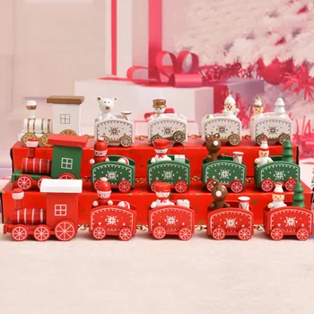 De madera de Navidad de Tren de Juguetes de Santa muñeco de Nieve Bear Kids Año Nuevo Regalo Pequeño Tren Decoración de Navidad para la Casa Natale 2020
