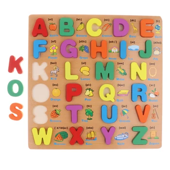 De madera Letras mayúsculas Bloques de Rompecabezas de la Junta de Desarrollo de Juguete para los Niños el Alfabeto ABC Juguetes de aprendizaje Temprano de Matemáticas de Educación Juguetes