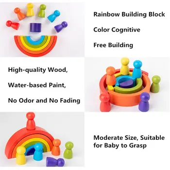 De madera Puente de arco iris arco iris y la Figura de Conjunto de Montessori, Juguetes Educativos de Madera Puente de arco iris arco iris y la Figura de Conjunto