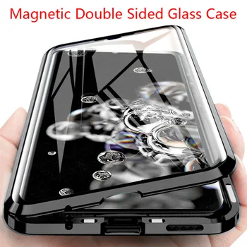 De Metal Magnético Caso Para Samsung Galaxy Note 8 9 10 A50 A51 A70 A71 A81 A91 S8 S9 S10 S20 Más S10E Cubierta de Doble Cara caja de Vidrio