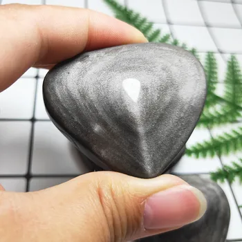 De plata de Cuarzo en Forma de Corazón de plata Natural de obsidiana de cristal corazones el Amor de Cristales de Sanación Regalo 1pcs