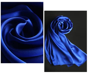 De Seda de Raso Largo de la Bufanda 55X180cm Pura Seda de Morera Llanura de Color de la Bufanda de Seda Directa de la Fábrica de la Tienda Online de 11 Azul Real