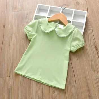 De verano de Algodón Bebé Niño Tops de Manga Corta Niños Camiseta de Niñas Ropa de los Niños de la Princesa Sólido Verde Azul Rosa T-Shirt