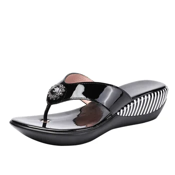 De verano de la Plataforma de Chanclas de Moda de Playa, Zapatos de Mujer Anti-slip de Cuero Genuino de las Sandalias de las Mujeres Zapatillas Zapatos 2020